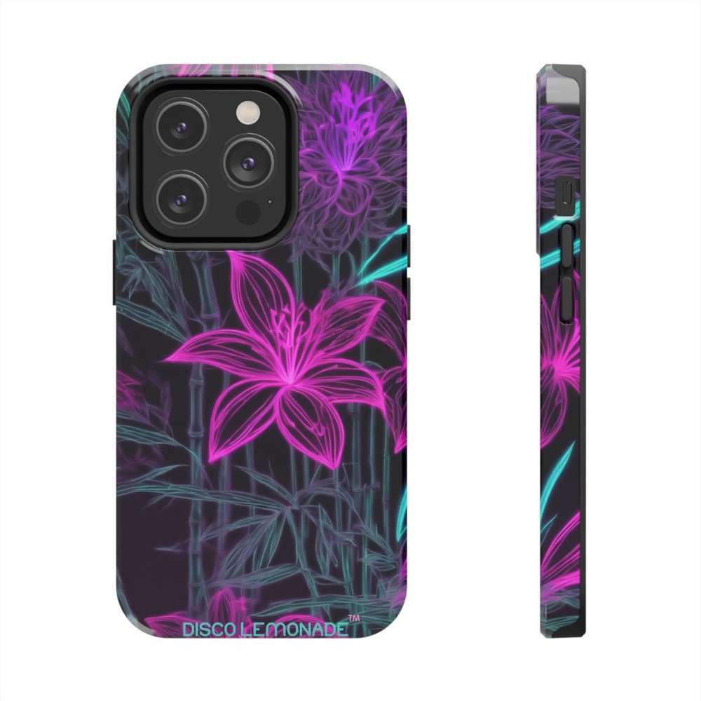 IPhone, DISCO LEMONADE Neon, Flower, Sakura, Hot Pink, Tough Phone Case,DiscoLem